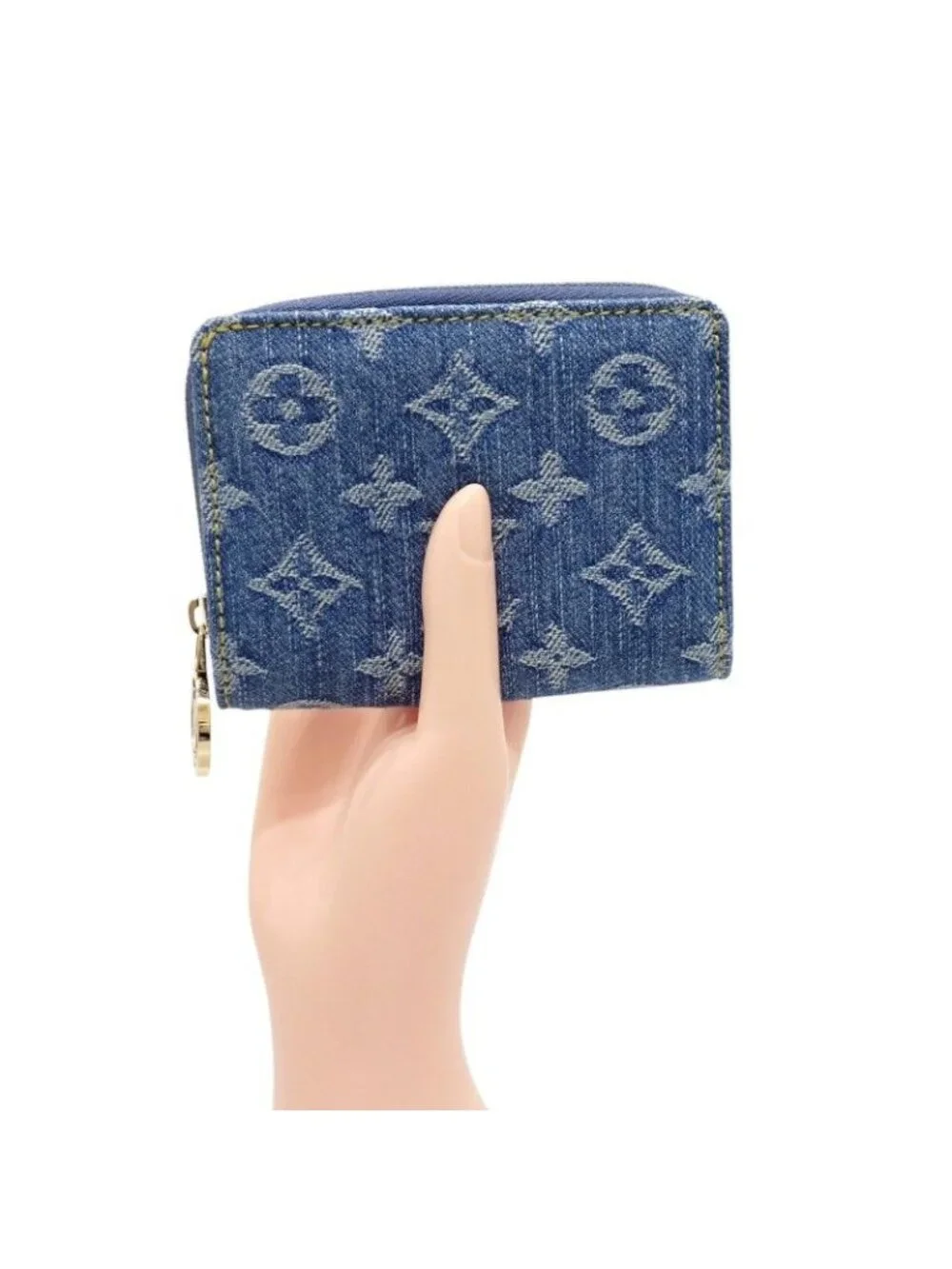 Louis Vuitton Portefeuille Lou Bifold Wallet Monogram Denim Blue Gold Included